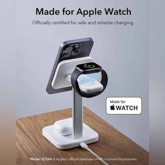 BNWB ESR 3-in-1 Wireless Charger Stand with MagSafe For IPhone Apple Watch White - Picture 7 of 12